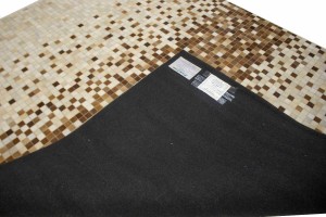 Beige Brown Cowhide 8X10 Modern Leather Rug