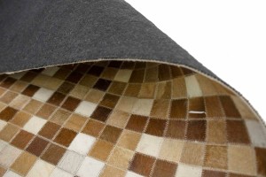 Beige Brown Cowhide 8X10 Modern Leather Rug