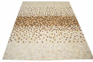 Beige Brown Cowhide 8X10 Modern Leather Rug