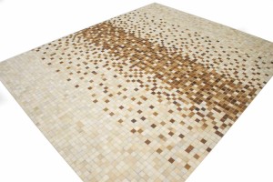 Beige Brown Cowhide 8X10 Modern Leather Rug