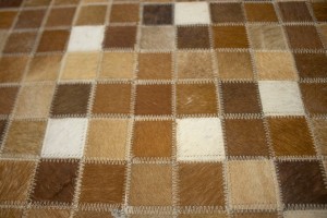 Beige Brown Cowhide 8X10 Modern Leather Rug