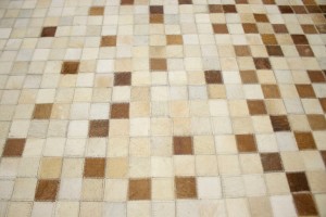 Beige Brown Cowhide 8X10 Modern Leather Rug