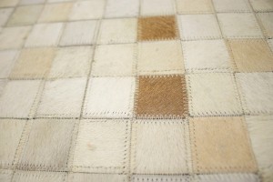 Beige Brown Cowhide 8X10 Modern Leather Rug