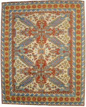 Cream Floral Geometric 8X10 Oriental Modern Rug