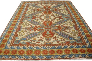 Cream Floral Geometric 8X10 Oriental Modern Rug