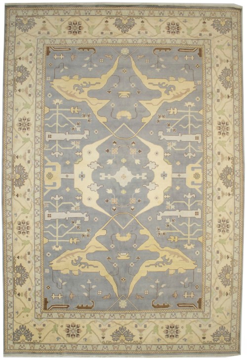 Gray Floral 12X18 Oushak Oriental Rug