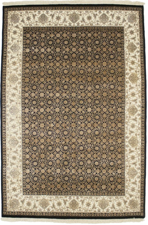 Black Floral Extra Fine 4'6X6'8 Herati Oriental Rug