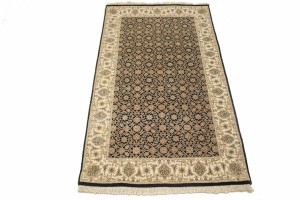 Black Floral Extra Fine 3X5 Herati Oriental Rug