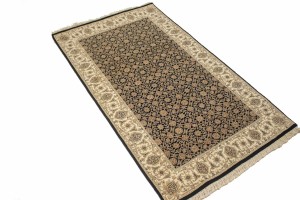 Black Floral Extra Fine 3X5 Herati Oriental Rug