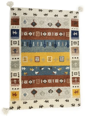 Beige Tribal 2X3 Gabbeh Oriental Rugs