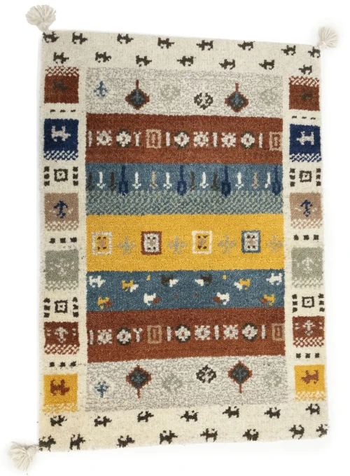 Beige Tribal 2X3 Gabbeh Oriental Rugs