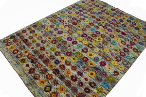 Multicolored Geometric 5'6X7'7 Indo-Gabbeh Modern Rug