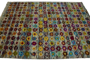 Multicolored Geometric 5'6X7'7 Indo-Gabbeh Modern Rug