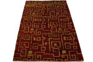 Rusty Red Modern 4X6 Indo-Gabbeh Oriental Rug