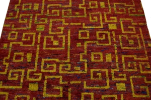Rusty Red Modern 4X6 Indo-Gabbeh Oriental Rug