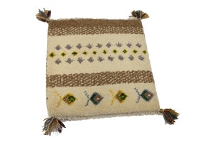 Cream Brown Modern Tribal 1'4X1'4 Indo-Gabbeh Oriental Square Rug