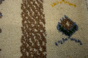 Cream Brown Modern Tribal 1'4X1'4 Indo-Gabbeh Oriental Square Rug