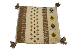 Cream Brown Modern Tribal 1'4X1'4 Indo-Gabbeh Oriental Square Rug