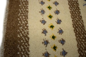Cream Brown Modern Tribal 1'4X1'4 Indo-Gabbeh Oriental Square Rug