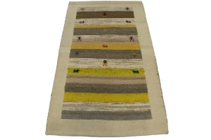 Cream Tribal 3X5 Indo-Gabbeh Oriental Rug
