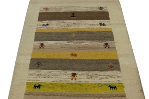 Cream Tribal 3X5 Indo-Gabbeh Oriental Rug