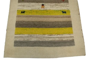 Cream Tribal 3X5 Indo-Gabbeh Oriental Rug
