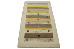 Cream Tribal 3X5 Indo-Gabbeh Oriental Rug