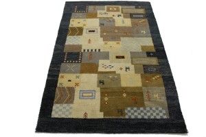 Multicolored Tribal Checkered 4X6 Indo-Gabbeh Oriental Rug