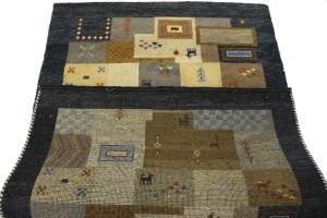 Multicolored Tribal Checkered 4X6 Indo-Gabbeh Oriental Rug