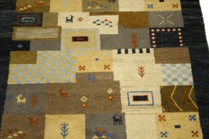 Multicolored Tribal Checkered 4X6 Indo-Gabbeh Oriental Rug