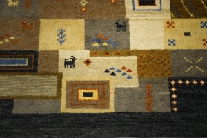 Multicolored Tribal Checkered 4X6 Indo-Gabbeh Oriental Rug