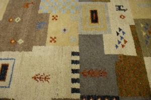 Multicolored Tribal Checkered 4X6 Indo-Gabbeh Oriental Rug