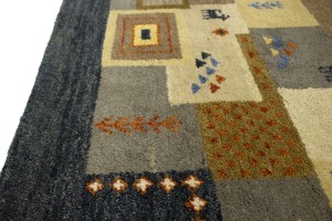 Multicolored Tribal Checkered 4X6 Indo-Gabbeh Oriental Rug