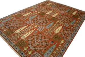 Rust Orange Floral 9X12 Tree of Life Chobi Oriental Rug