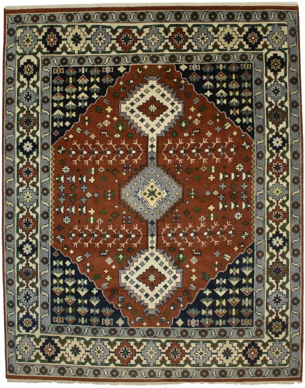 Rust Geometric 8X10 Yalameh Oriental Rug