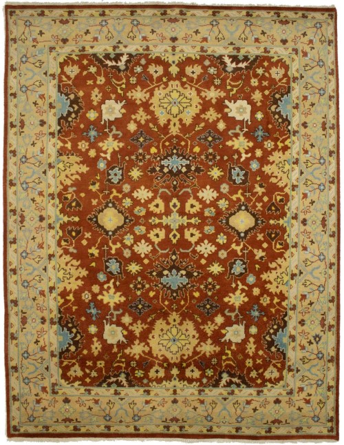 Rust Orange Floral Tribal 8X10 Indo-Mahal Oriental Rug