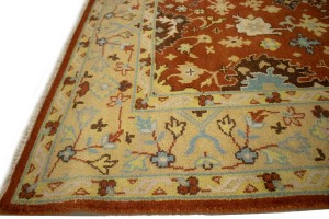 Rust Orange Floral Tribal 8X10 Indo-Mahal Oriental Rug