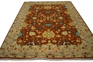 Rust Orange Floral Tribal 8X10 Indo-Mahal Oriental Rug