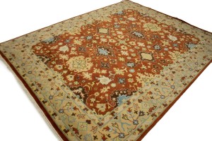 Rust Orange Floral Tribal 8X10 Indo-Mahal Oriental Rug