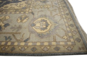 Slate Gray Floral 8X10 Oushak Chobi Oriental Rug