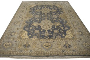 Slate Gray Floral 8X10 Oushak Chobi Oriental Rug