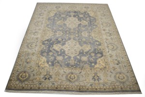 Slate Gray Floral 8X10 Oushak Chobi Oriental Rug