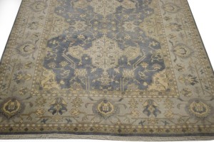 Slate Gray Floral 8X10 Oushak Chobi Oriental Rug