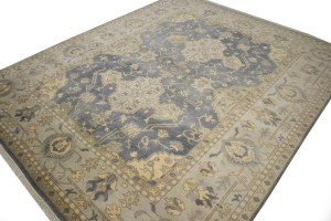Slate Gray Floral 8X10 Oushak Chobi Oriental Rug