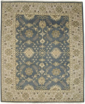 Blue-gray Floral 8X10 Oushak Chobi Oriental Rug