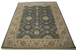 Blue-gray Floral 8X10 Oushak Chobi Oriental Rug