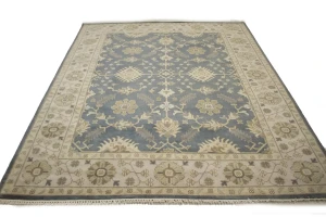Blue-gray Floral 8X10 Oushak Chobi Oriental Rug