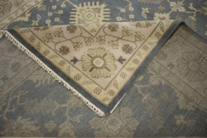 Blue-gray Floral 8X10 Oushak Chobi Oriental Rug