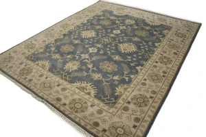 Blue-gray Floral 8X10 Oushak Chobi Oriental Rug