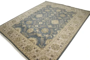 Blue-gray Floral 8X10 Oushak Chobi Oriental Rug